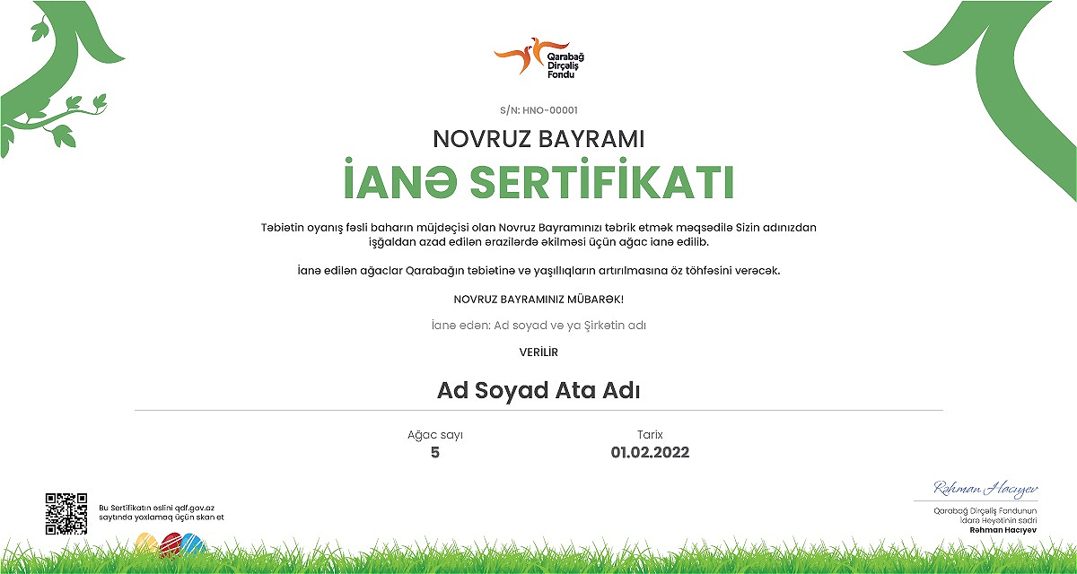 Congratulate your loved ones and friends on the occasion of Novruz Bayram by donating for Karabakh