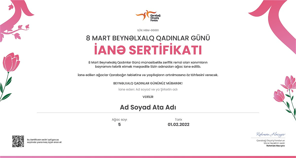 Congratulate women on "March 8 İnternational Women's day" by donating for Karabakh